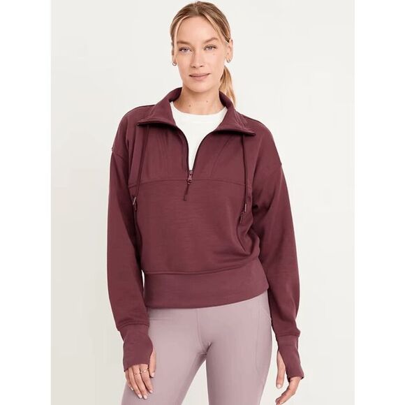 Old Navy Dynamic Fleece Maroon Half-Zip Sweatshirt Cropped XL - Picture 6 of 9